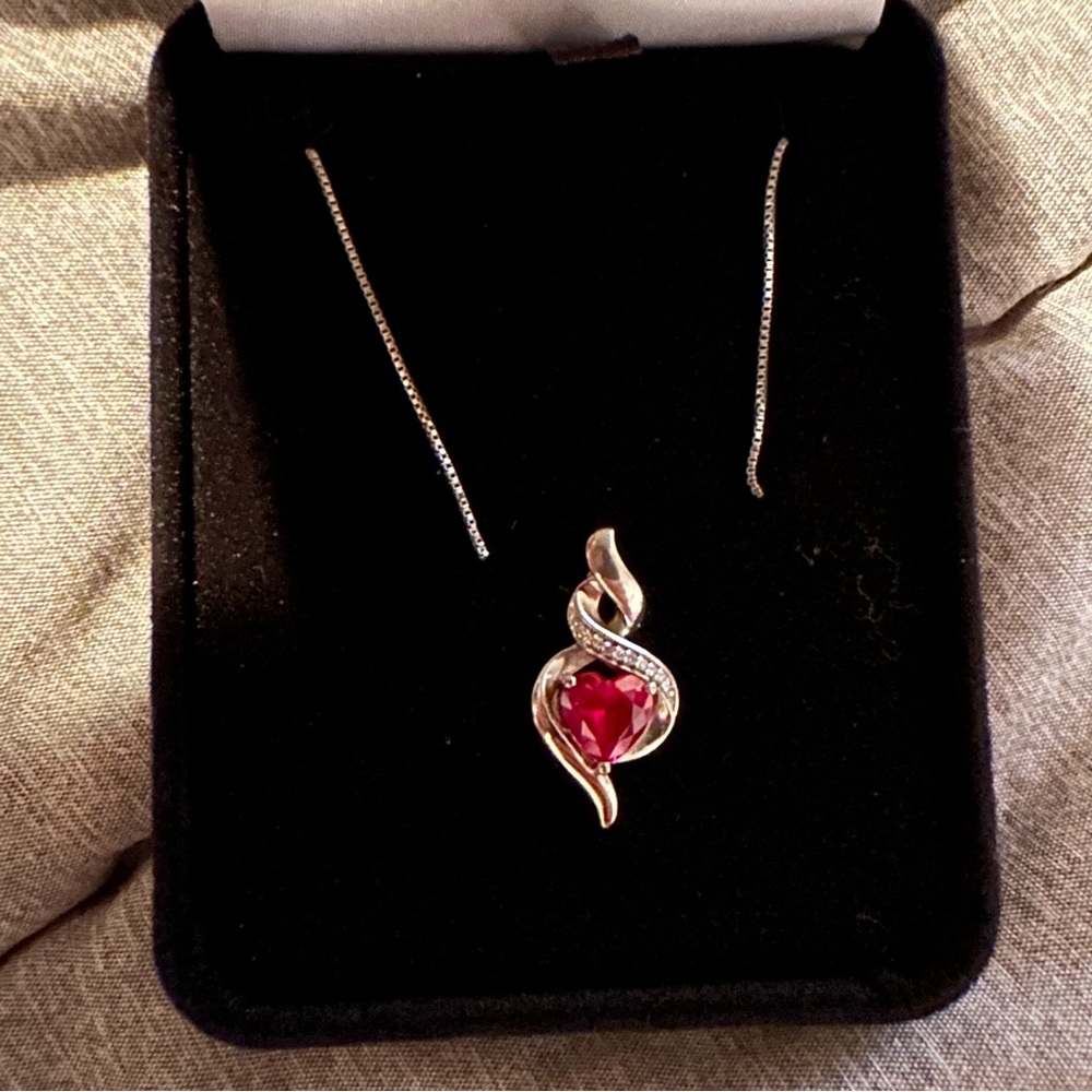 Kay Jewelers Ruby Heart Silver Necklace